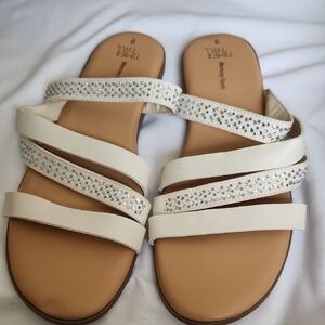 Time and Tru Women's White and Tan Sandals